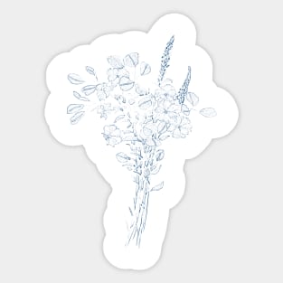 eucalyptus leaf and flower line drawing Sticker